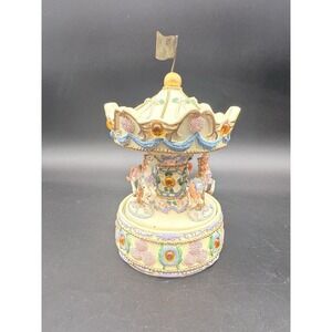 Vintage Horse and Angels Carousel - Melody Magic Flute 7"x4" Wind Up
